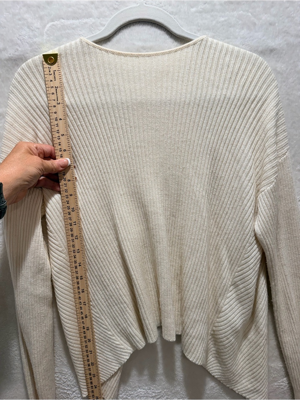 Banana Republic Merino Wool Silk Open Back Ribbed Sweater XS Ivory - Picture 10 of 13